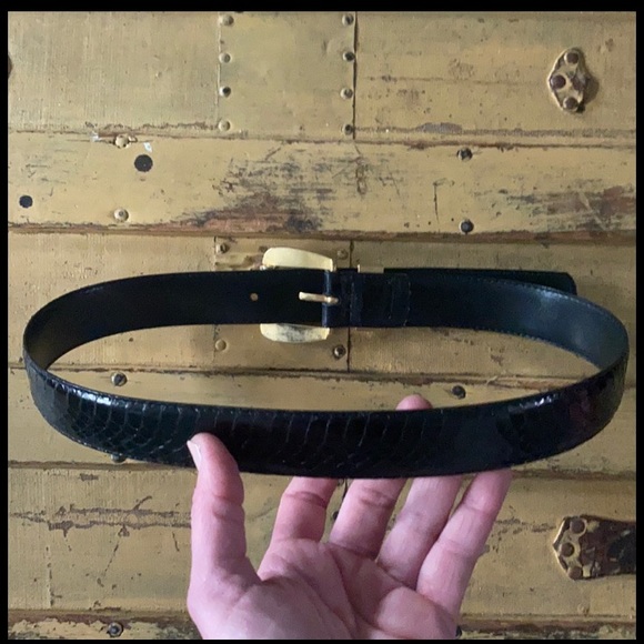VINTAGE THE RITZ ACCESSORIES COLLECTION BLACK GOLD LEATHER BELT S M main image 14